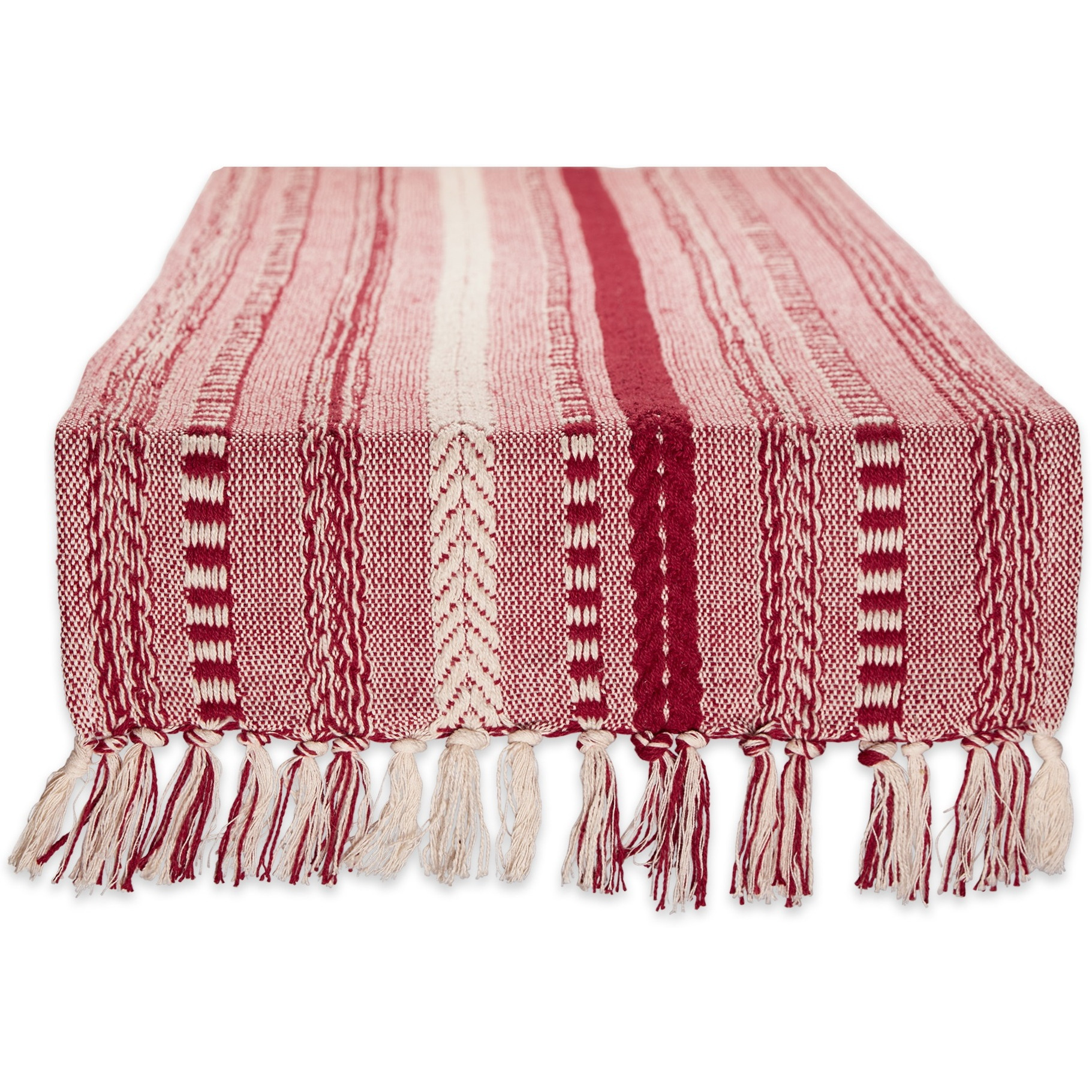 DII Barn Red Braided Stripe Table Runner 15x72