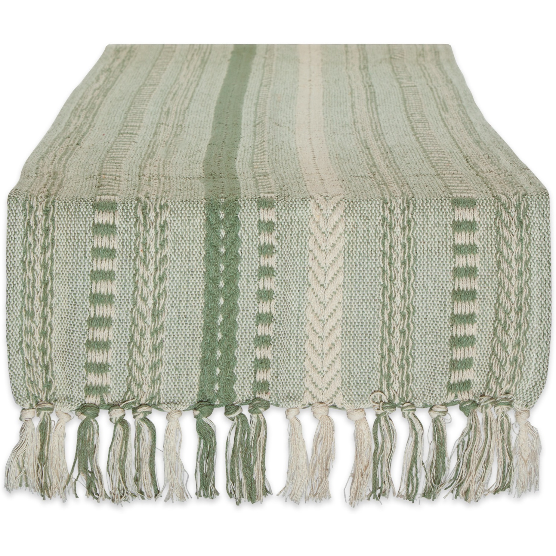 DII Artichoke Green Braided Stripe Table Runner 15x108