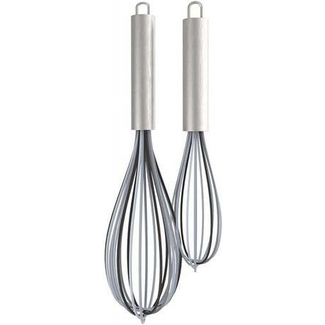 gray Silicone & Stainless Steel Whisk Set
