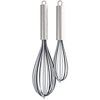 gray Silicone & Stainless Steel Whisk Set
