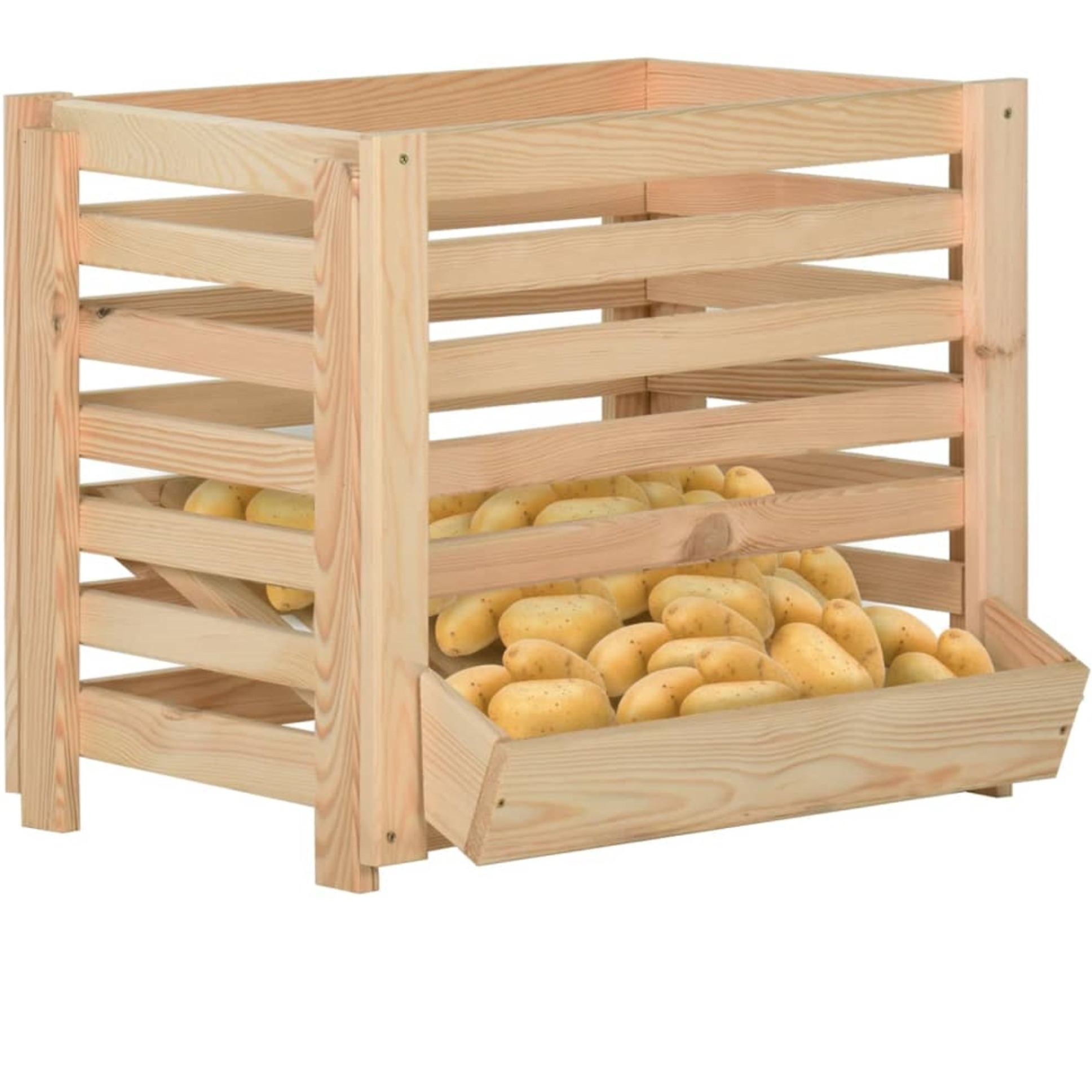 vidaXL Potato Box 23.6&quotx15.7&quotx19.7" Solid Wood Pine