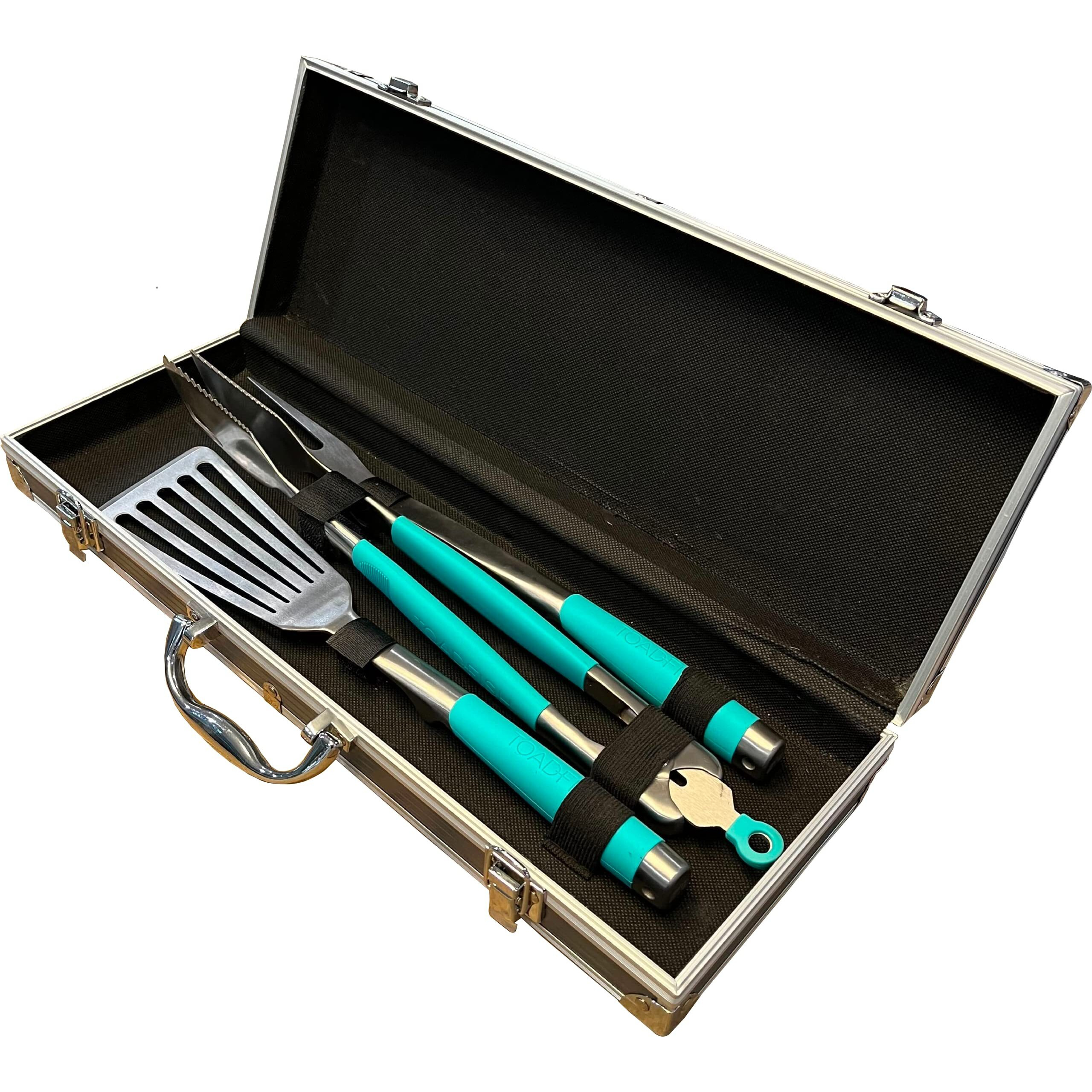 TOADFISH ULTIMATE GRILL SET W/ CARRYING CASE - TONGS, SPATULA