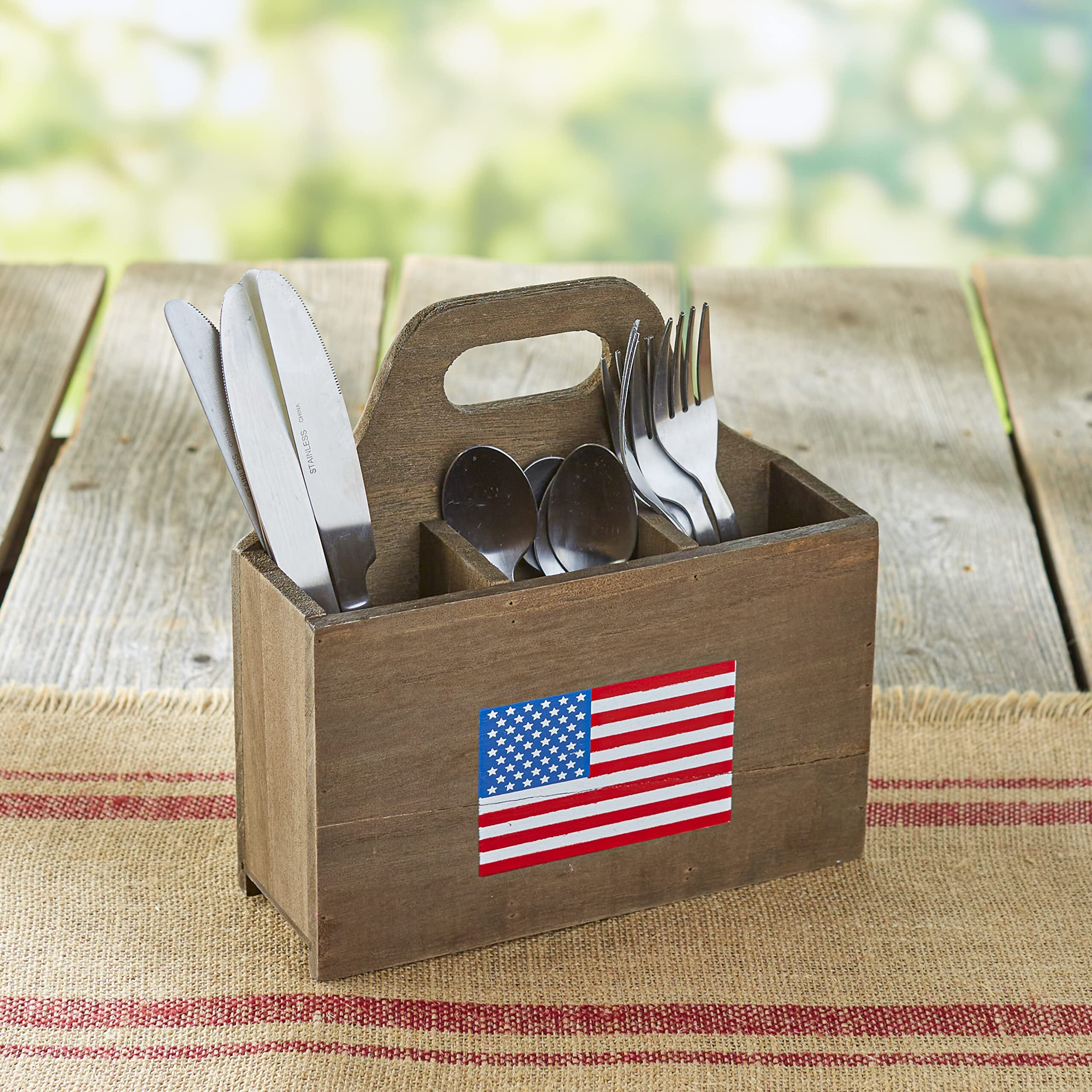 Wooden Americana Serving Collection - Flatware Caddy