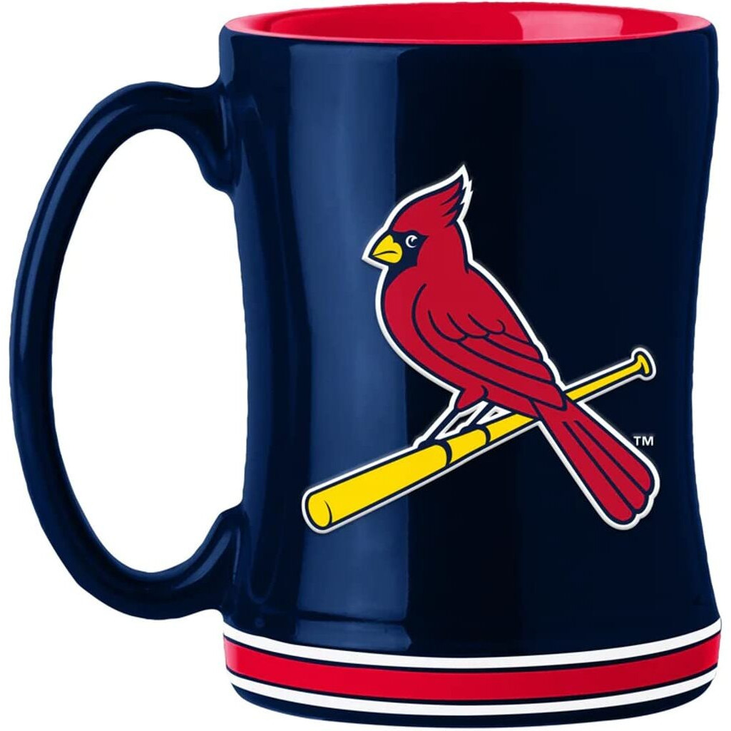 St. Louis Cardinals Coffee Mug 14oz Sculpted Relief Team Color