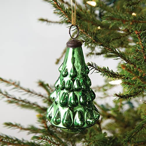 Christmas Tree Mercury Glass Ornament - Box of 4