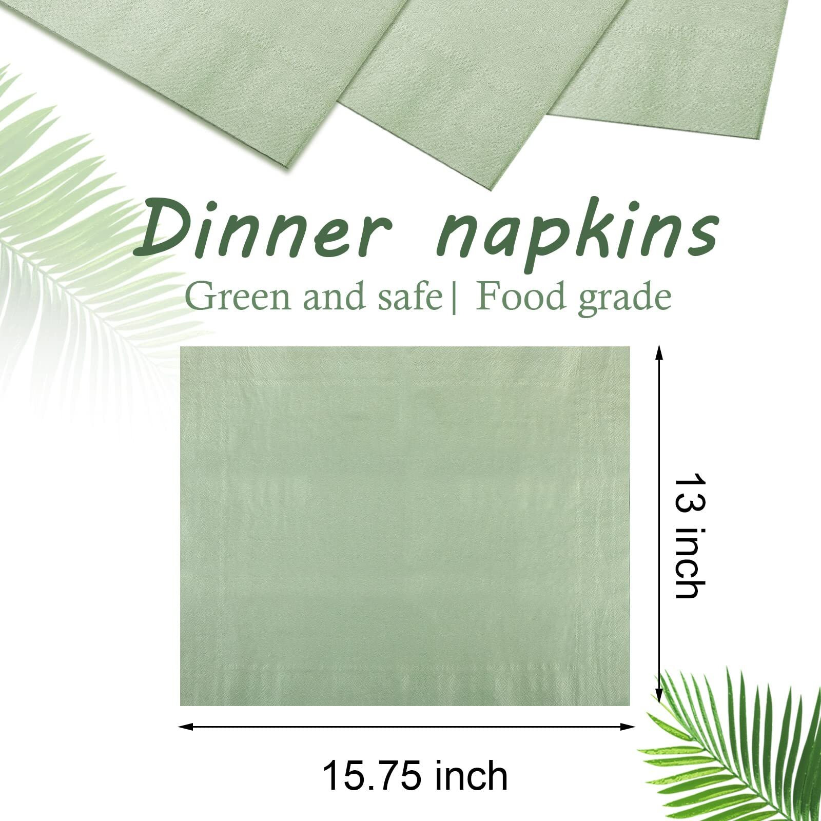 Eaasty 200 Pcs Cocktail Napkins 2-Ply Disposable Soft Napkins Paper Hand Towels for Dinner Wedding Birthday Party Bridal Anniversary Reception Event 13 x 15.75 Inch (Green)