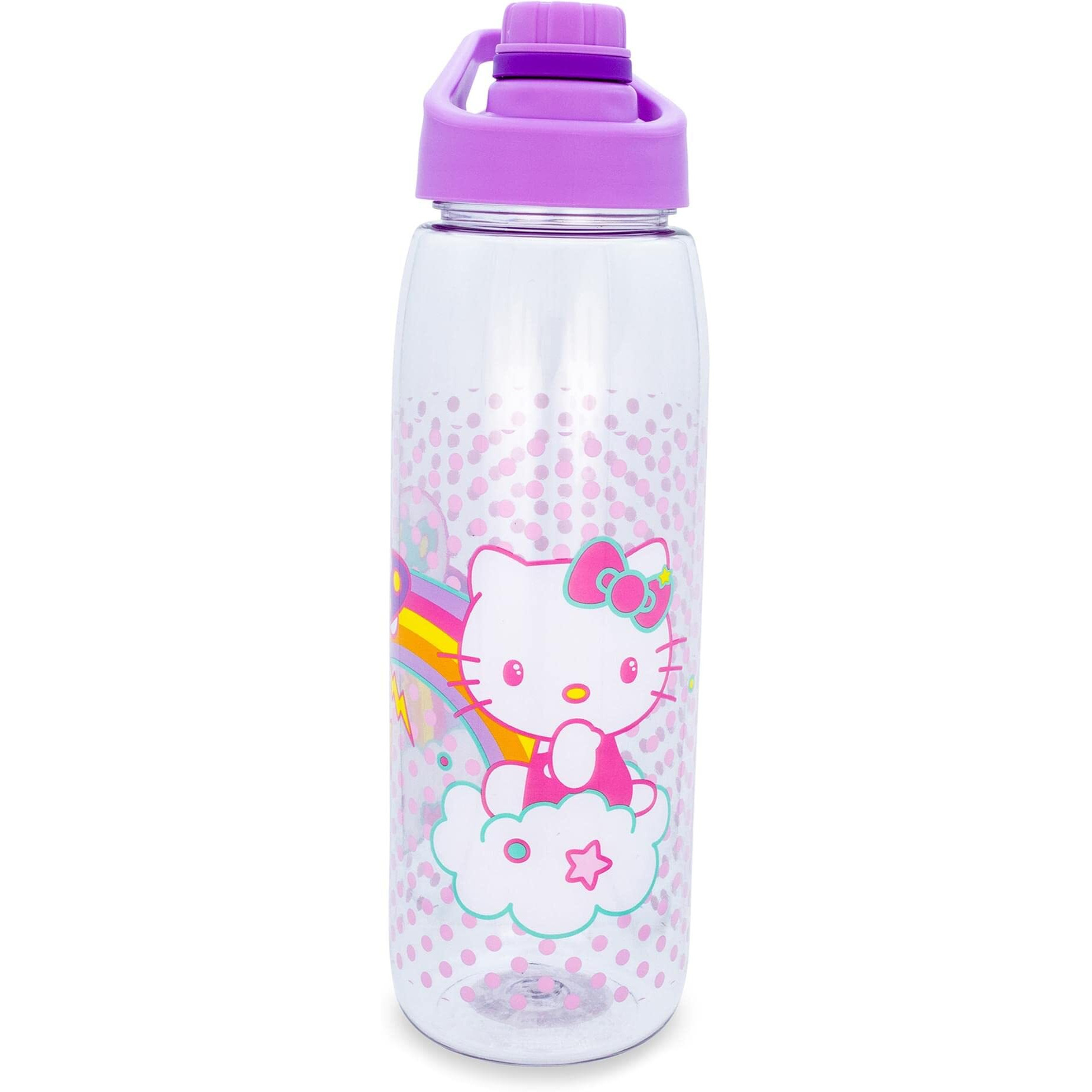 Sanrio Hello Kitty and Joey Rainbow Plastic Water Bottle With Screw-Top Lid