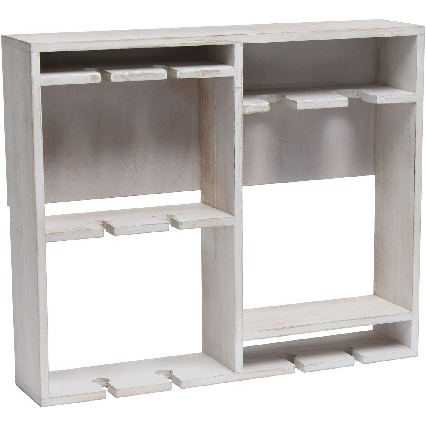 Bartow Wall Mounted Wood Wine Rack Shelf with glass Holder  White Wash