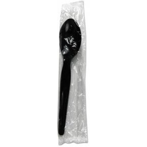 BWK Heavyweight Wrapped Polystyrene Cutlery Teaspoon  Black