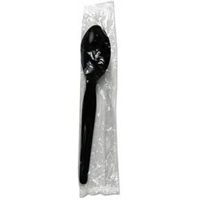 BWK Heavyweight Wrapped Polystyrene Cutlery Teaspoon  Black
