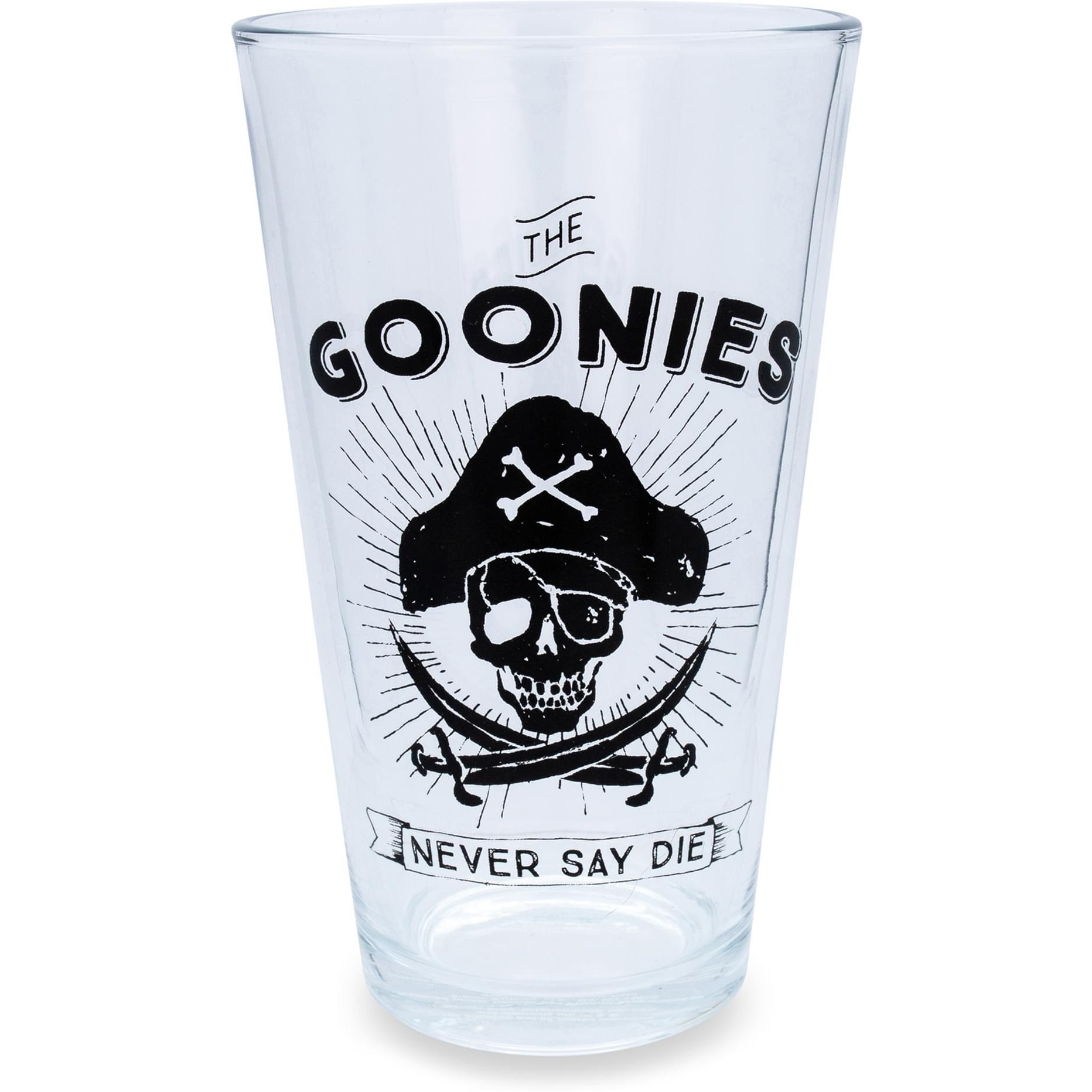 The goonies Never Say Die Pint glass  Holds 16 Ounces