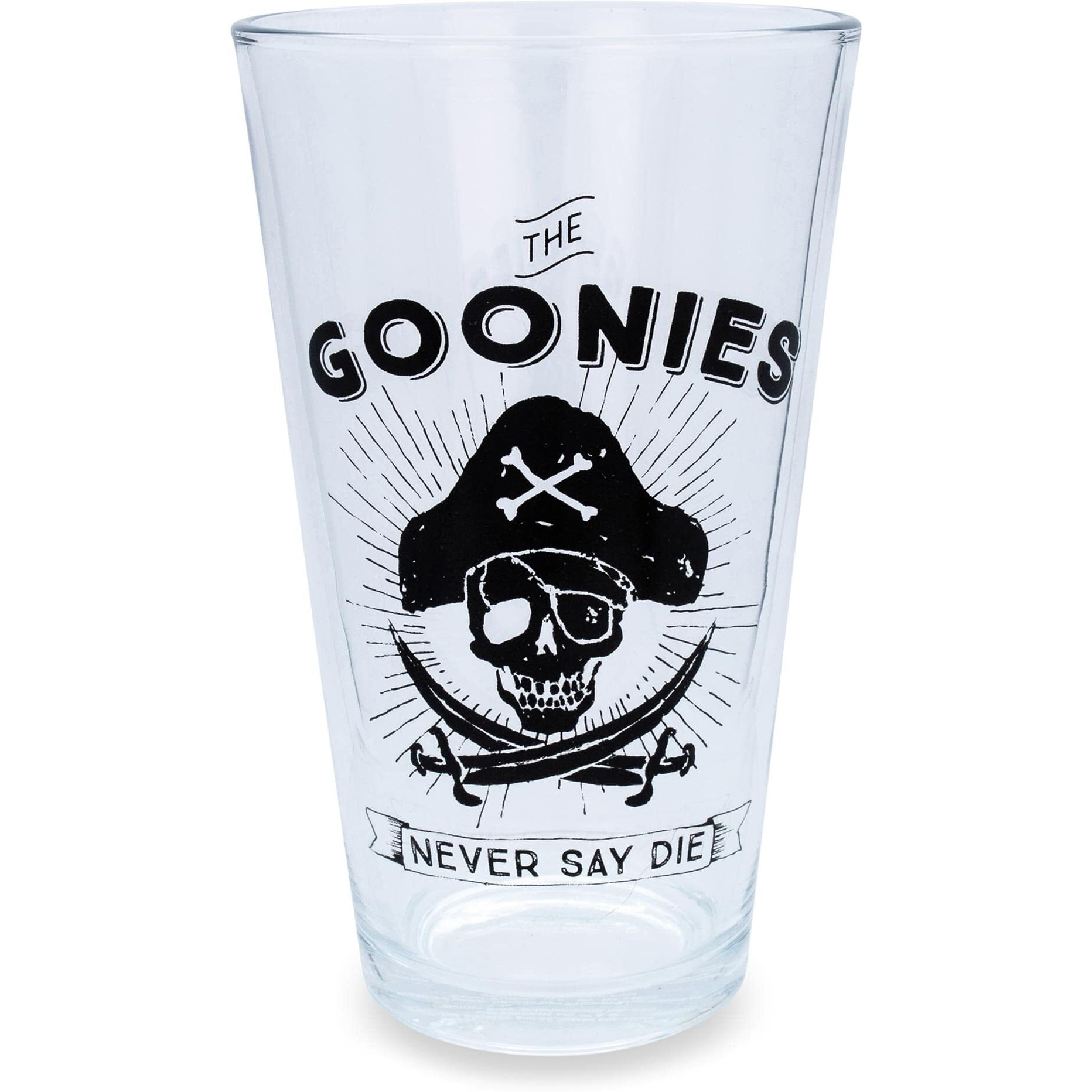 The goonies Never Say Die Pint glass  Holds 16 Ounces