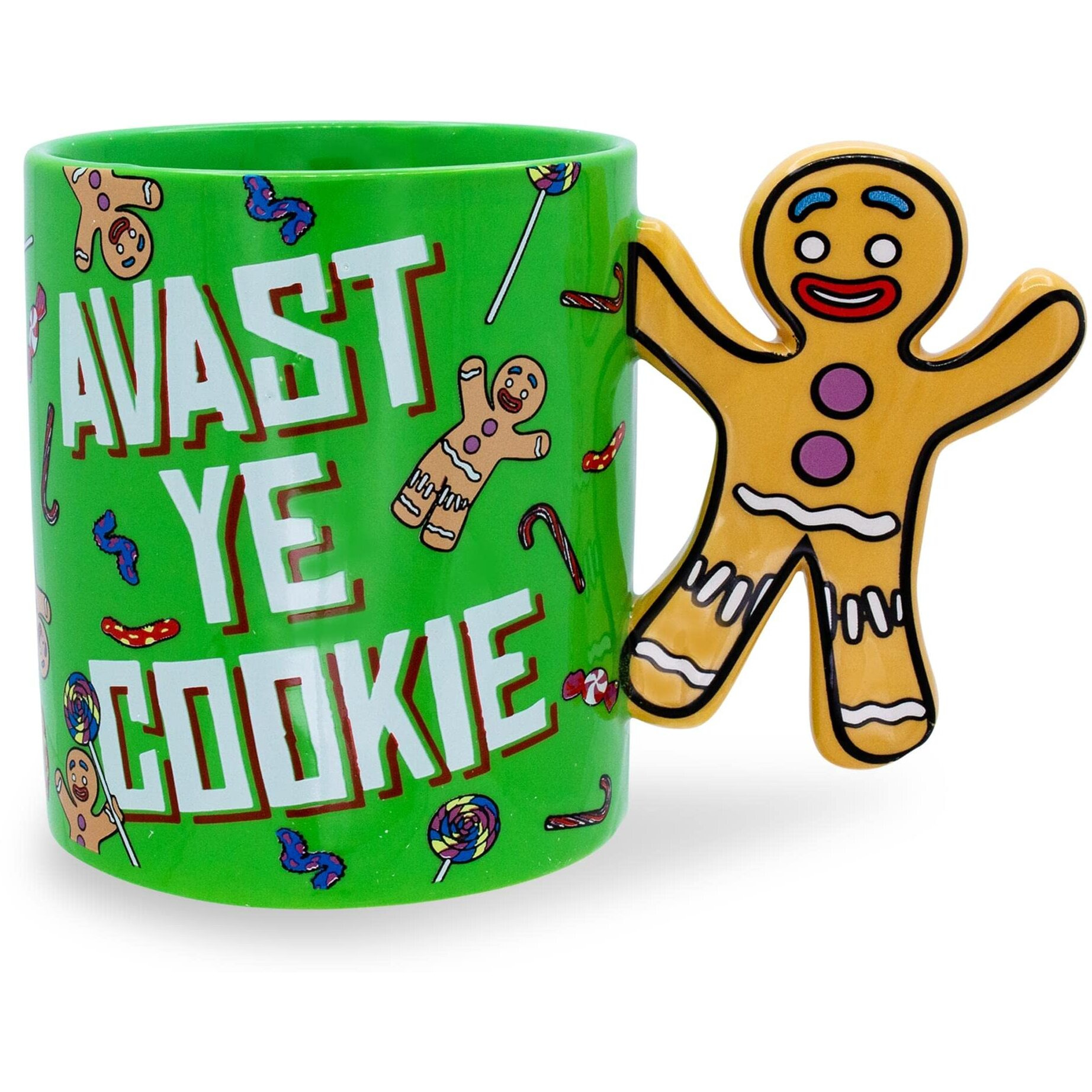 Shrek gingerbread Man Avast Ye cookie ceramic Mug With Sculpted Handle