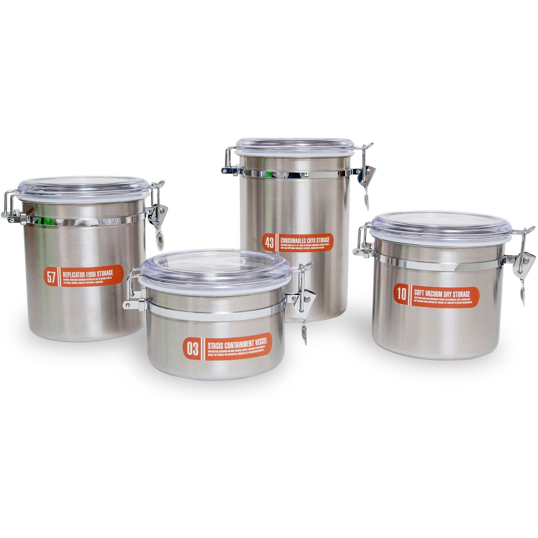 Star Trek The Next generation Stainless Steel Storage Jar containers  Set of 4