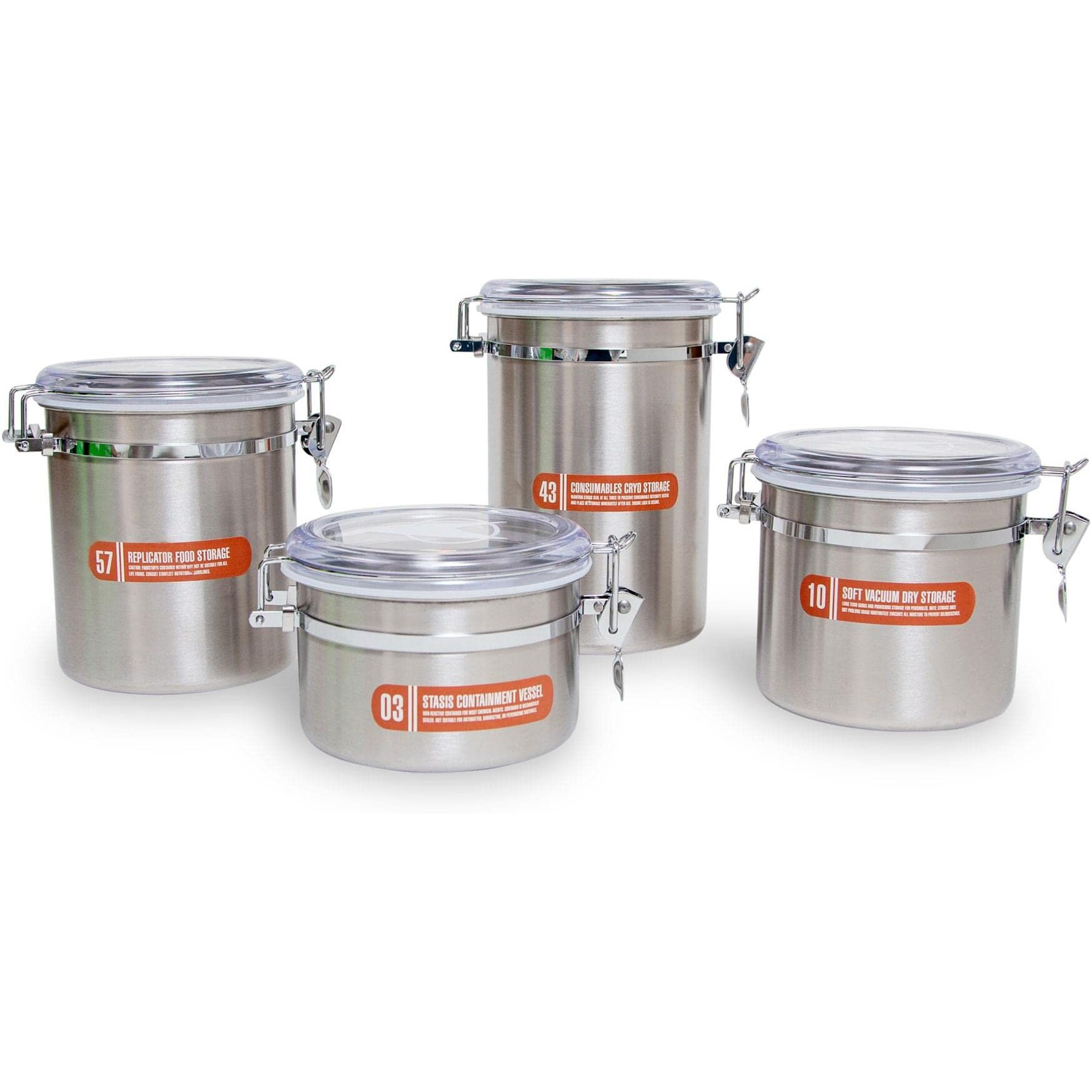 Star Trek The Next generation Stainless Steel Storage Jar containers  Set of 4