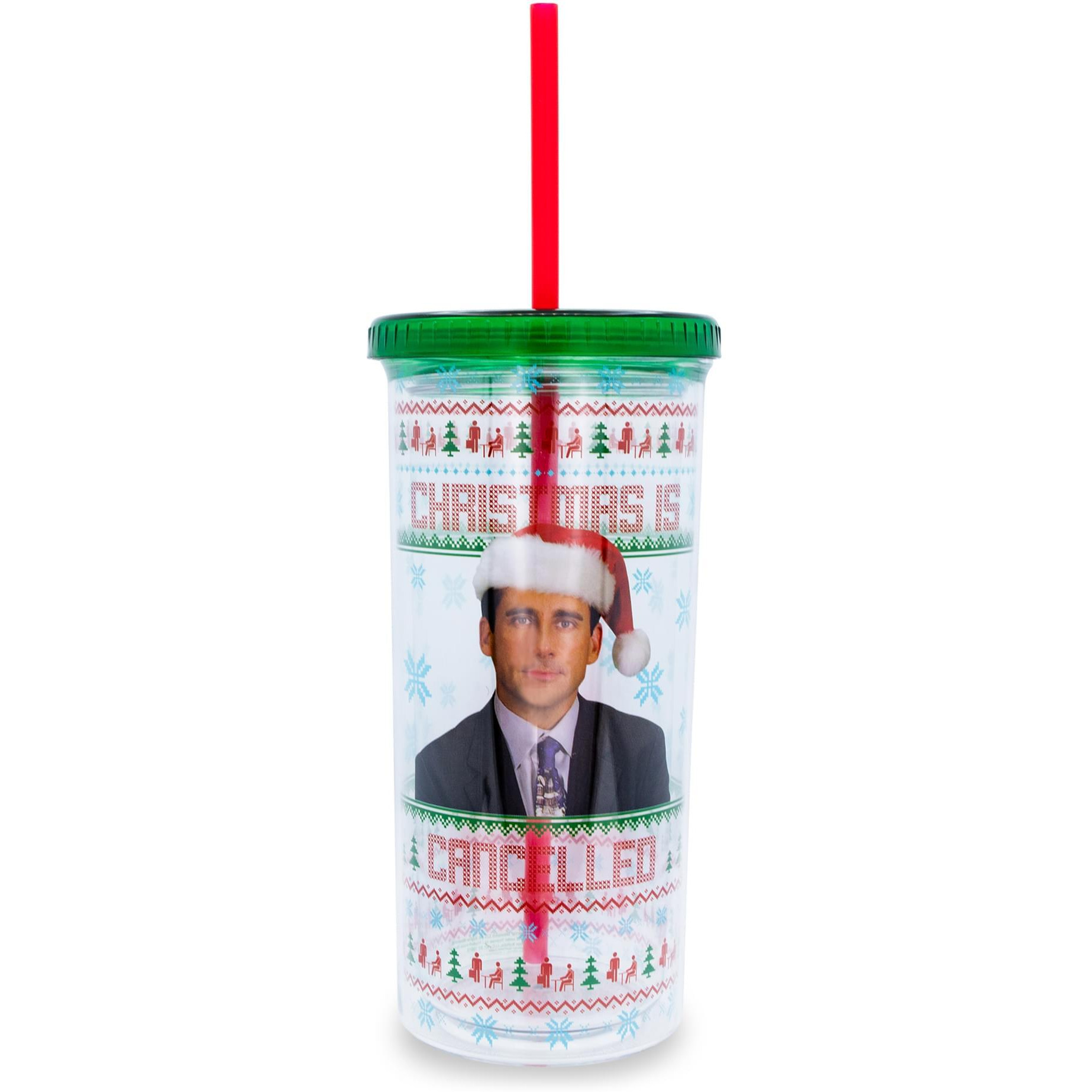 The Office christmas Is cancelled carnival cup With Lid and Straw  Holds 20 Ounces