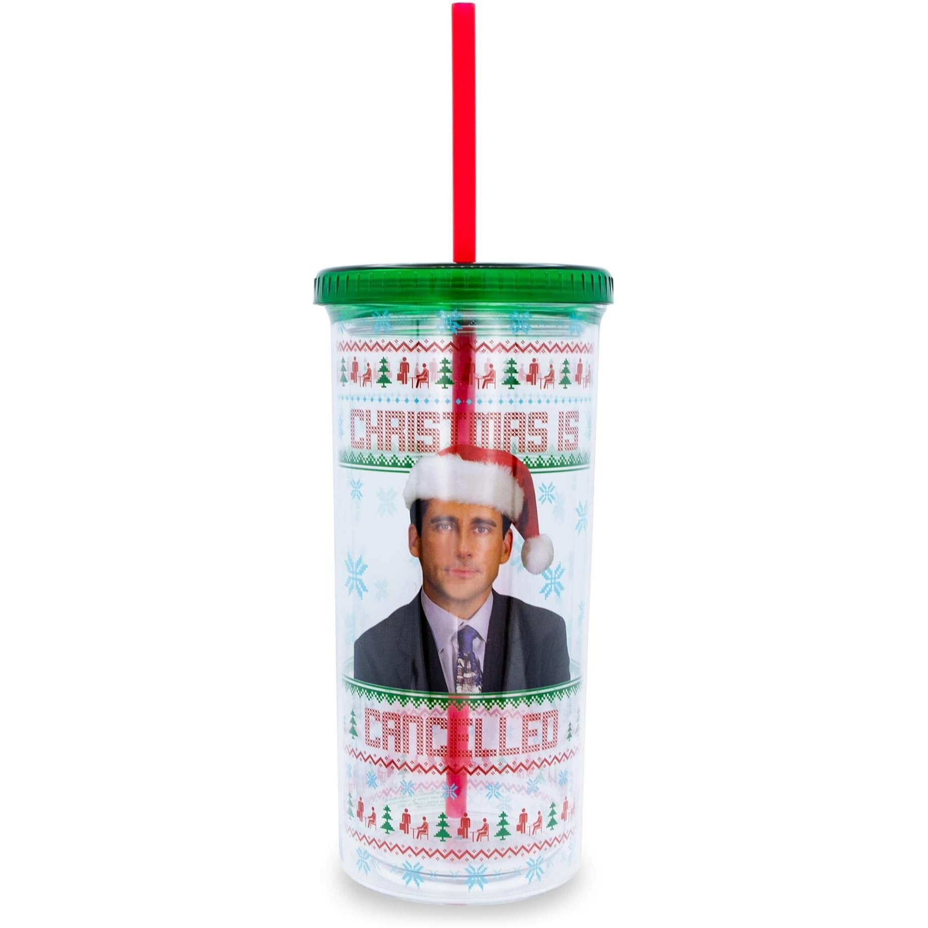 The Office christmas Is cancelled carnival cup With Lid and Straw  Holds 20 Ounces