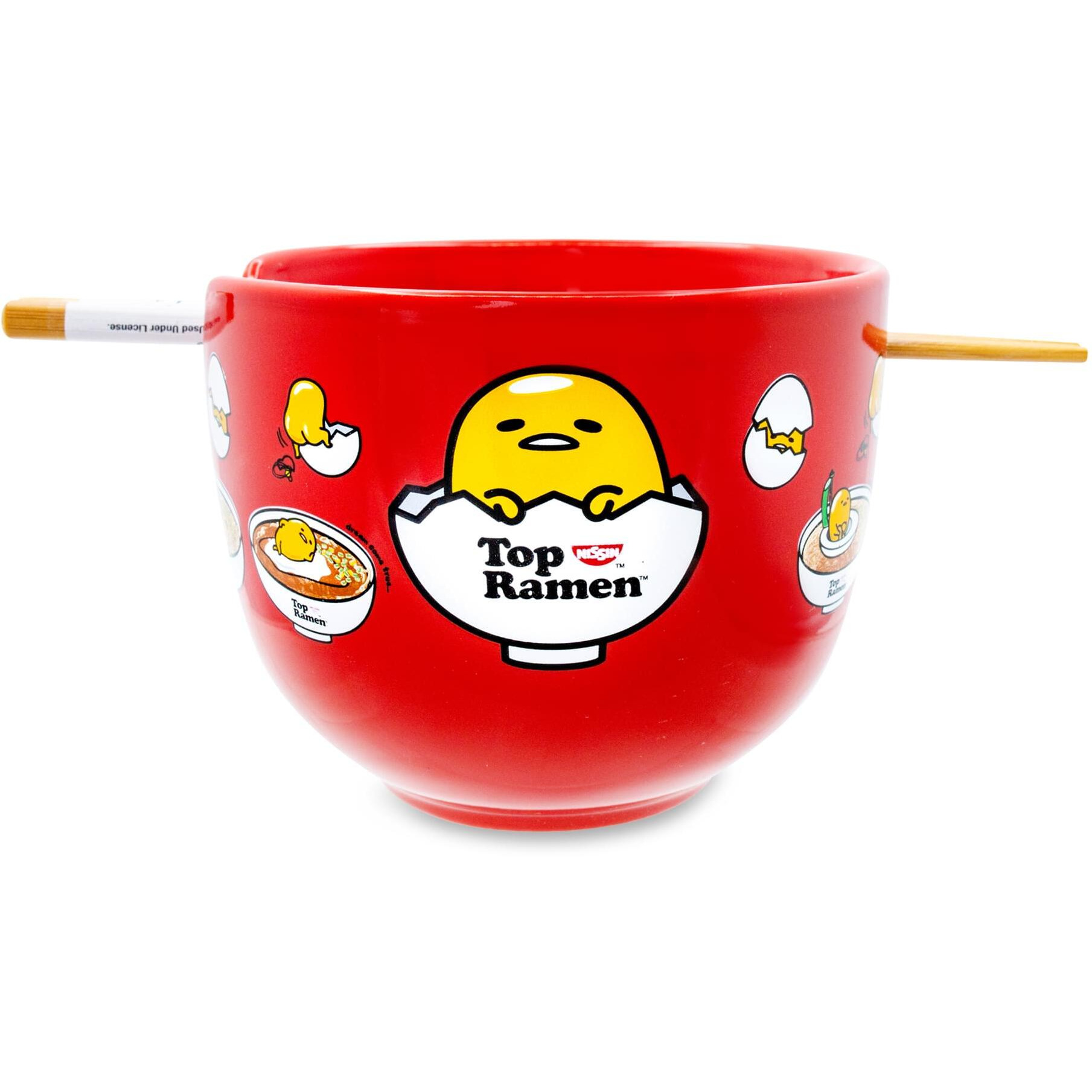 Sanrio gudetama x Nissin Top Ramen 20-Ounce Noodle Bowl and chopstick Set