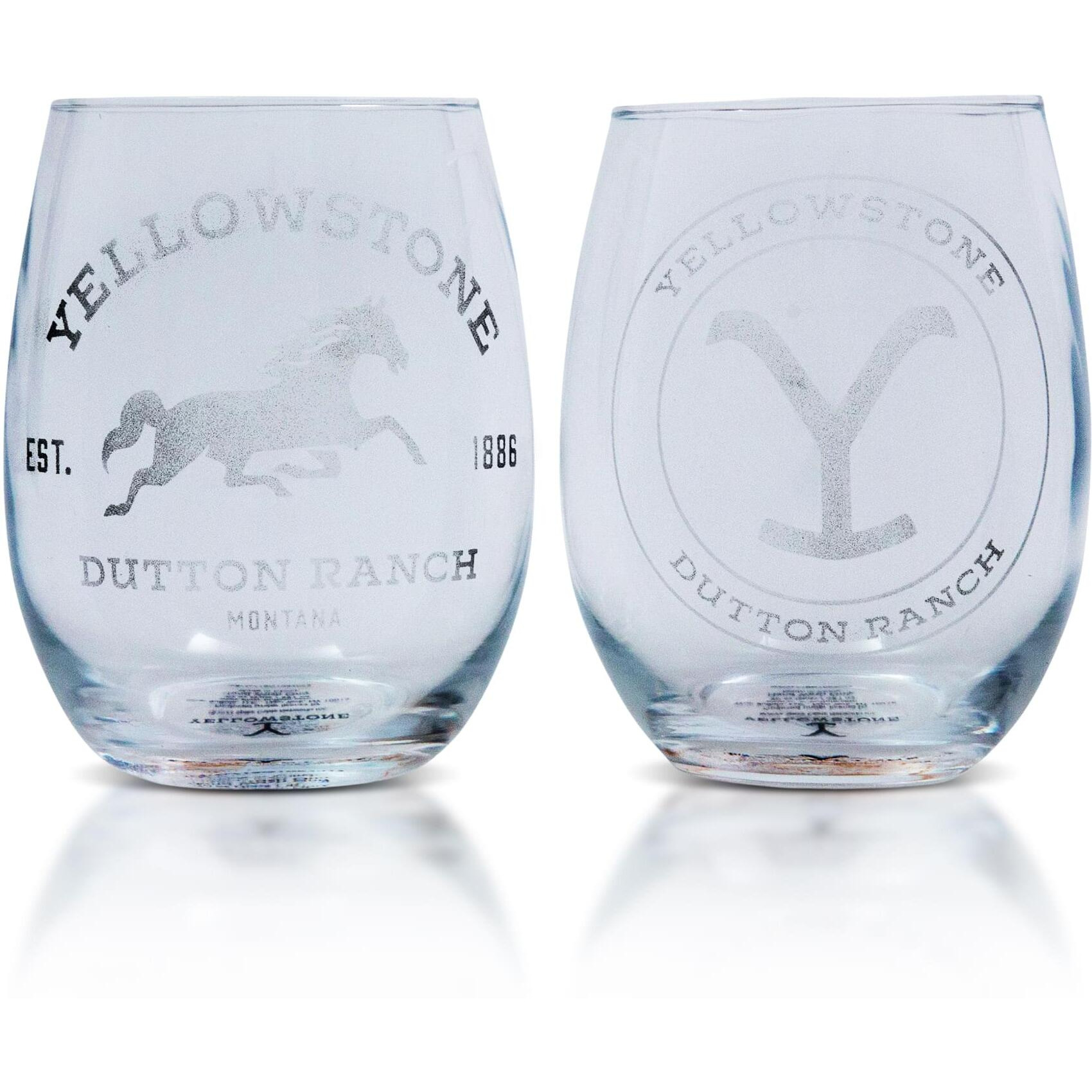 Yellowstone Dutton Ranch 20-Ounce Stemless Wine glasses  Set of 2