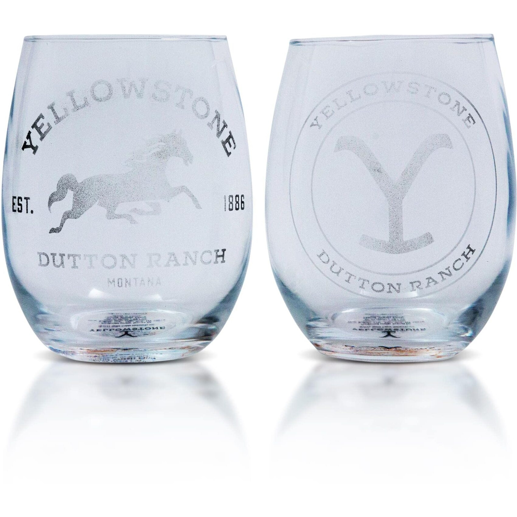 Yellowstone Dutton Ranch 20-Ounce Stemless Wine glasses  Set of 2