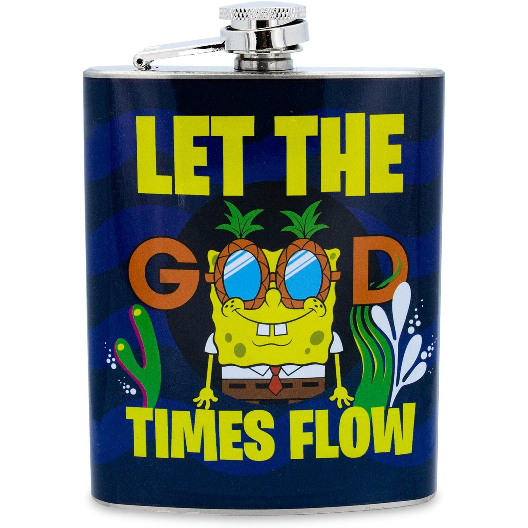 SpongeBob SquarePants Mister good Times Stainless Steel Flask  Holds 7 Ounces