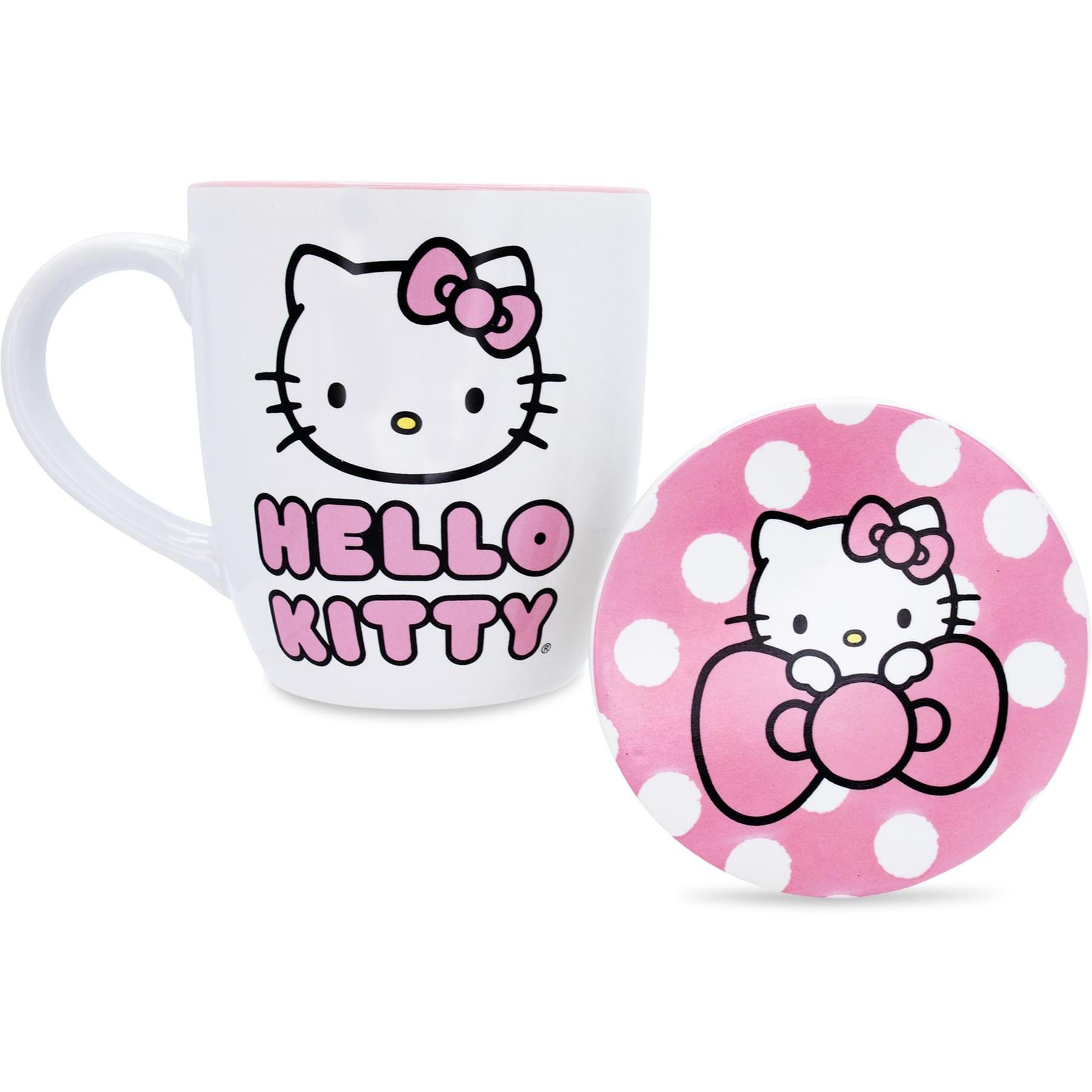 Sanrio Hello Kitty Perfect Pink 18-Ounce ceramic Mug and coaster Set