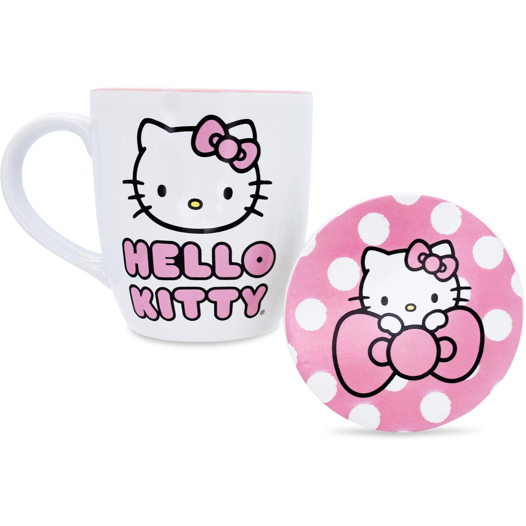 Sanrio Hello Kitty Perfect Pink 18-Ounce ceramic Mug and coaster Set