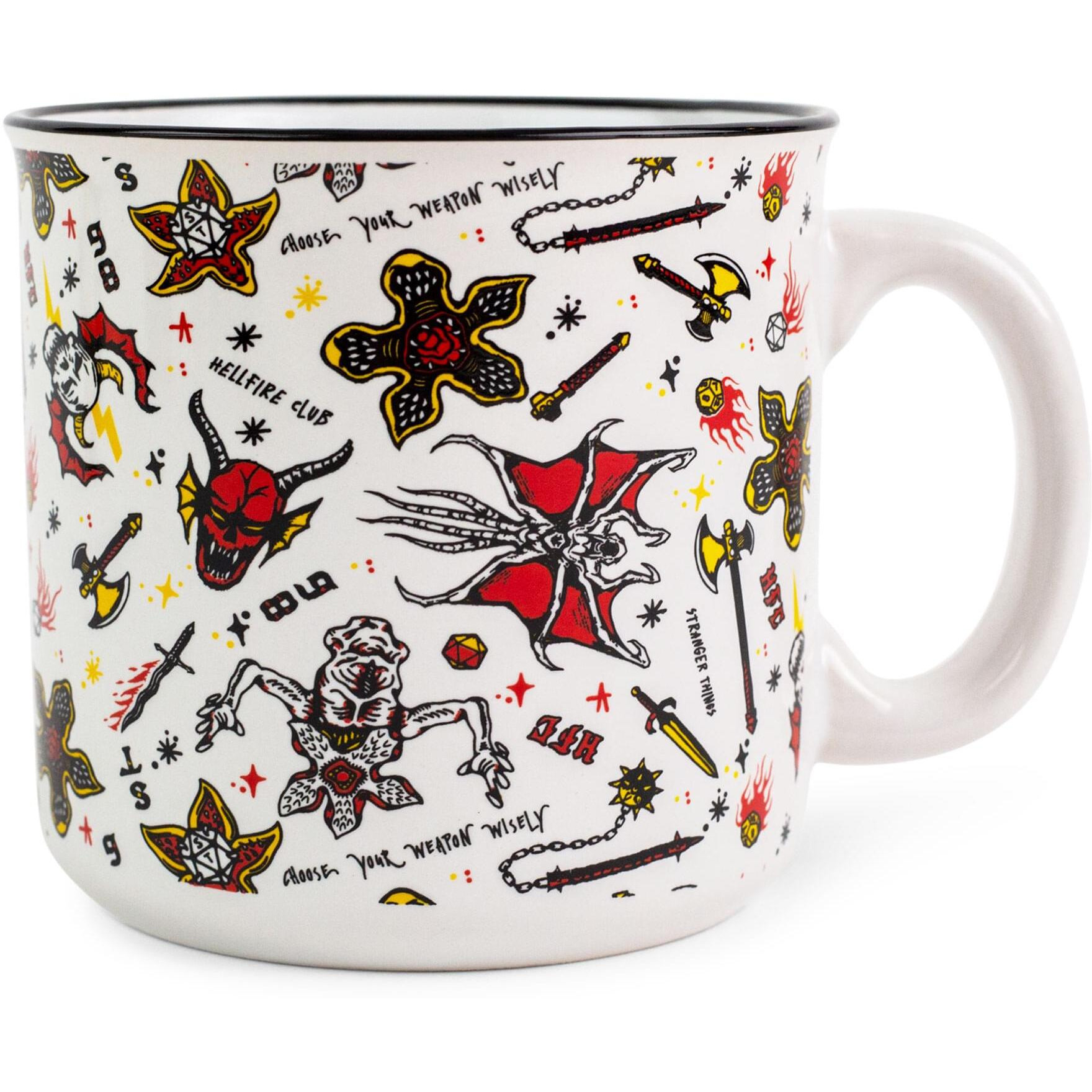 Stranger Things Hellfire club Icons ceramic camper Mug  Holds 20 Ounces