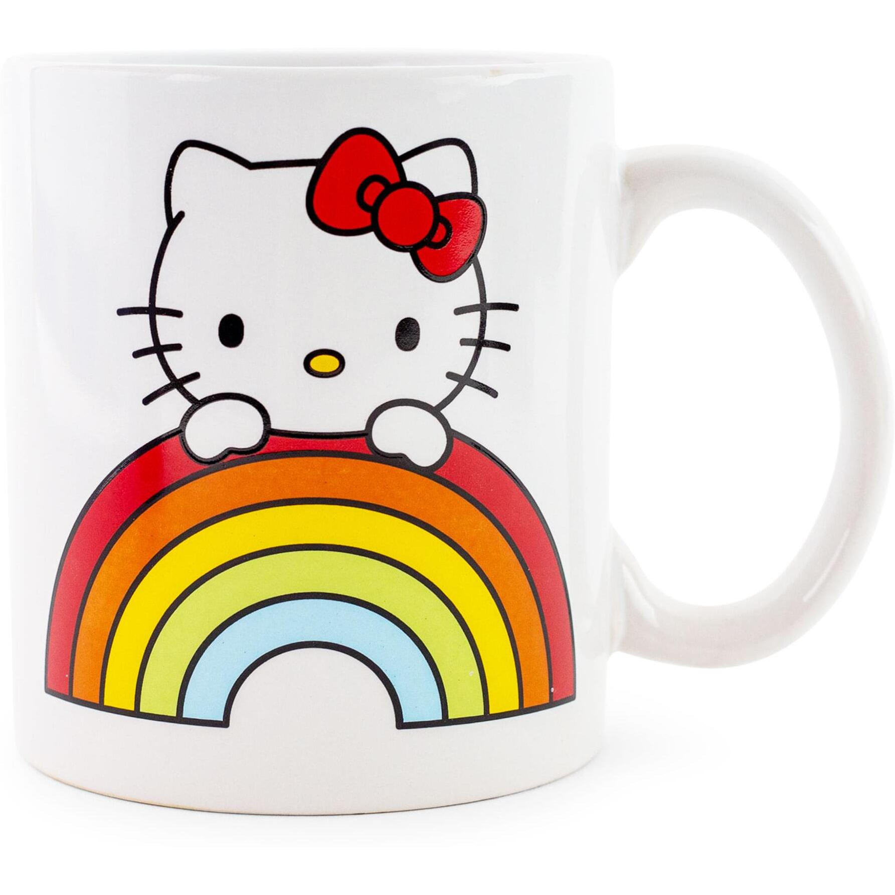 Sanrio Hello Kitty Rainbow Peek ceramic Mug  Holds 20 Ounces