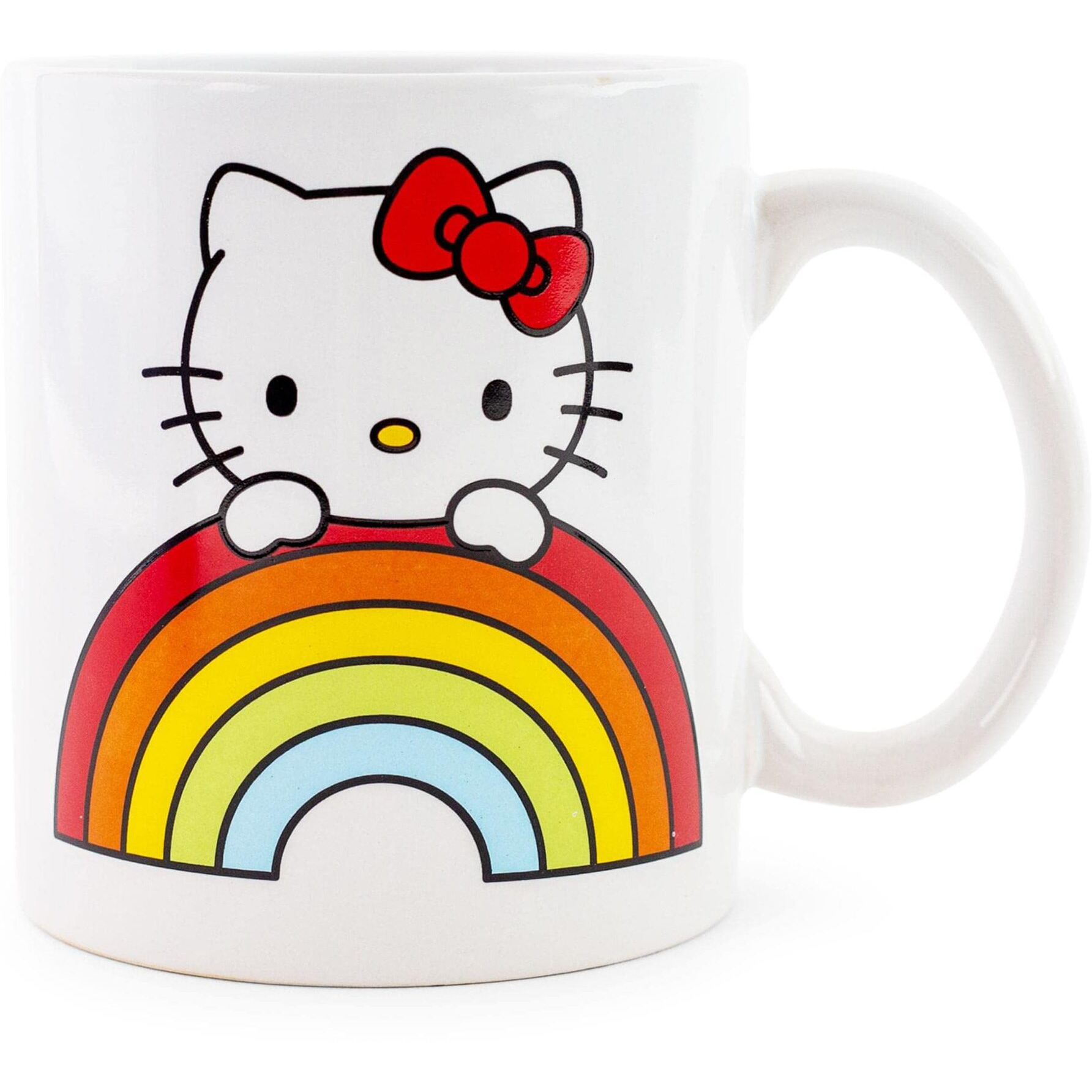 Sanrio Hello Kitty Rainbow Peek ceramic Mug  Holds 20 Ounces