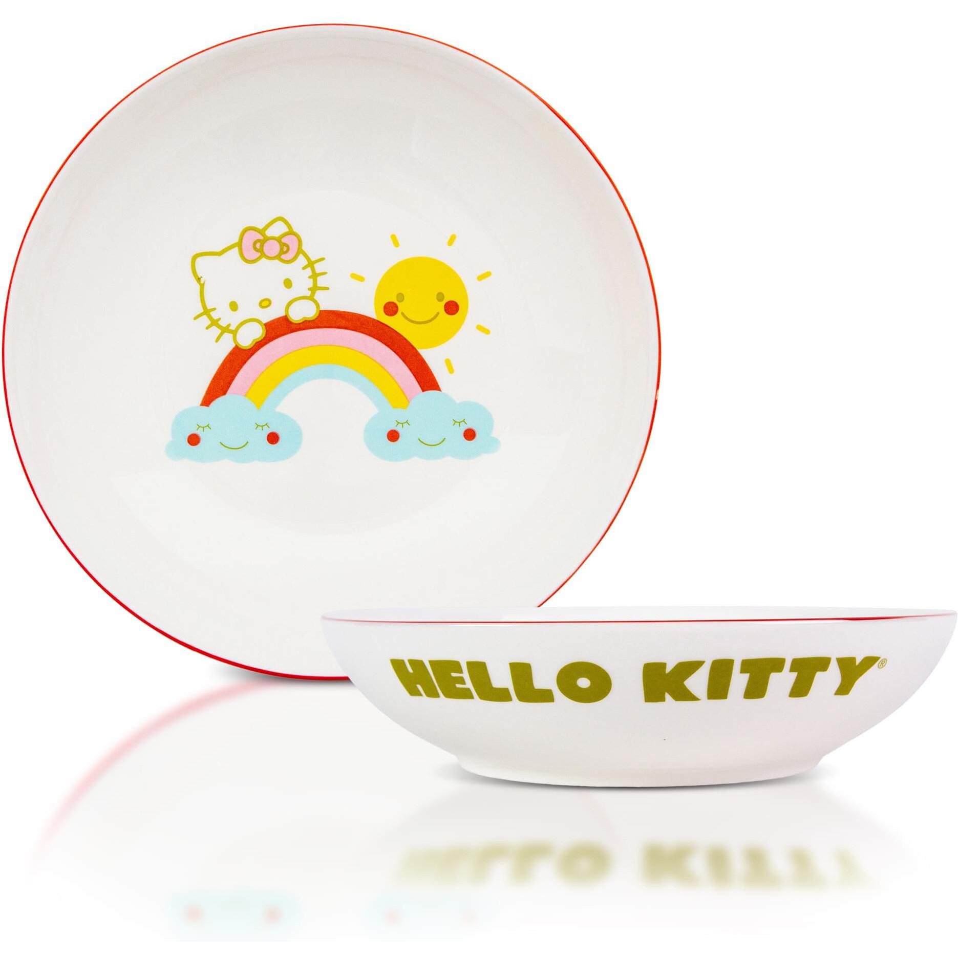Sanrio Hello Kitty Rainbow 9-Inch ceramic coupe Dinner Bowl