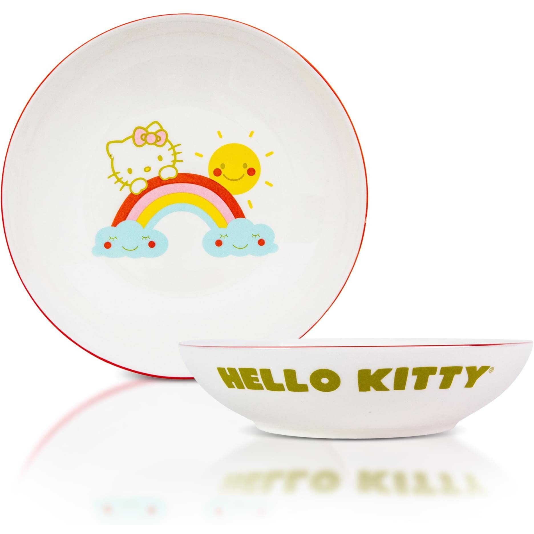 Sanrio Hello Kitty Rainbow 9-Inch ceramic coupe Dinner Bowl