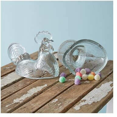 Glass Rooster Candy Dish
