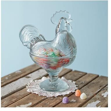 Glass Rooster Candy Dish