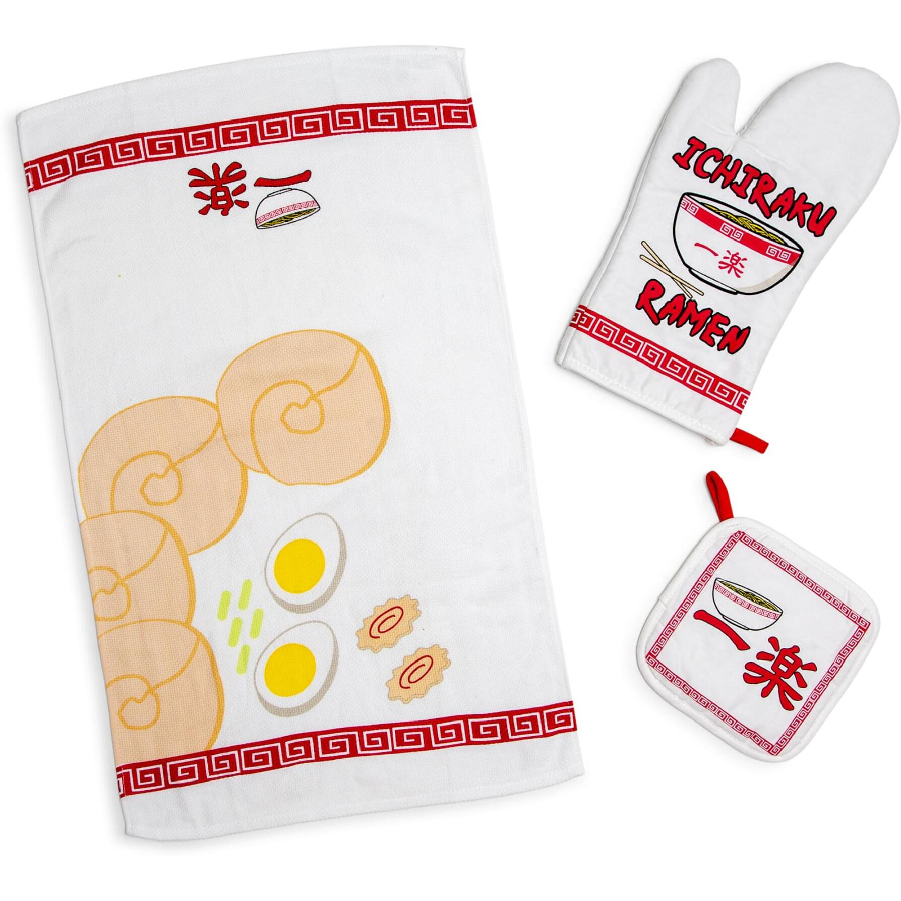 Naruto Ichiraku Ramen 3-Piece Kitchen Set  Oven Mitt, Dish Towel, Pot Holder