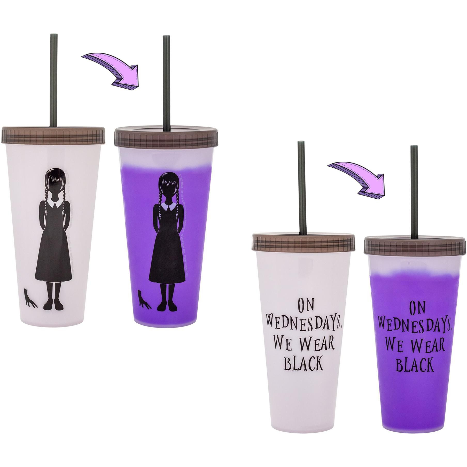 Wednesday We Wear Black color-changing Plastic Tumbler