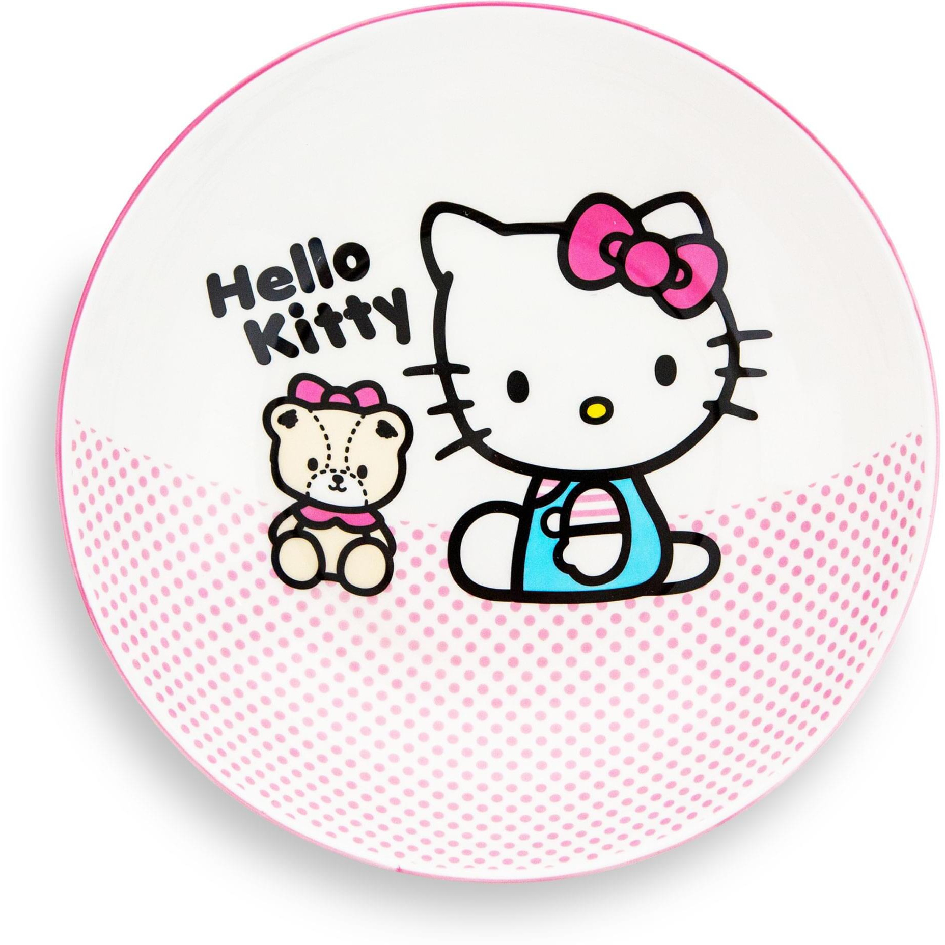 Sanrio Hello Kitty Pink Dots 9-Inch ceramic coupe Dinner Bowl