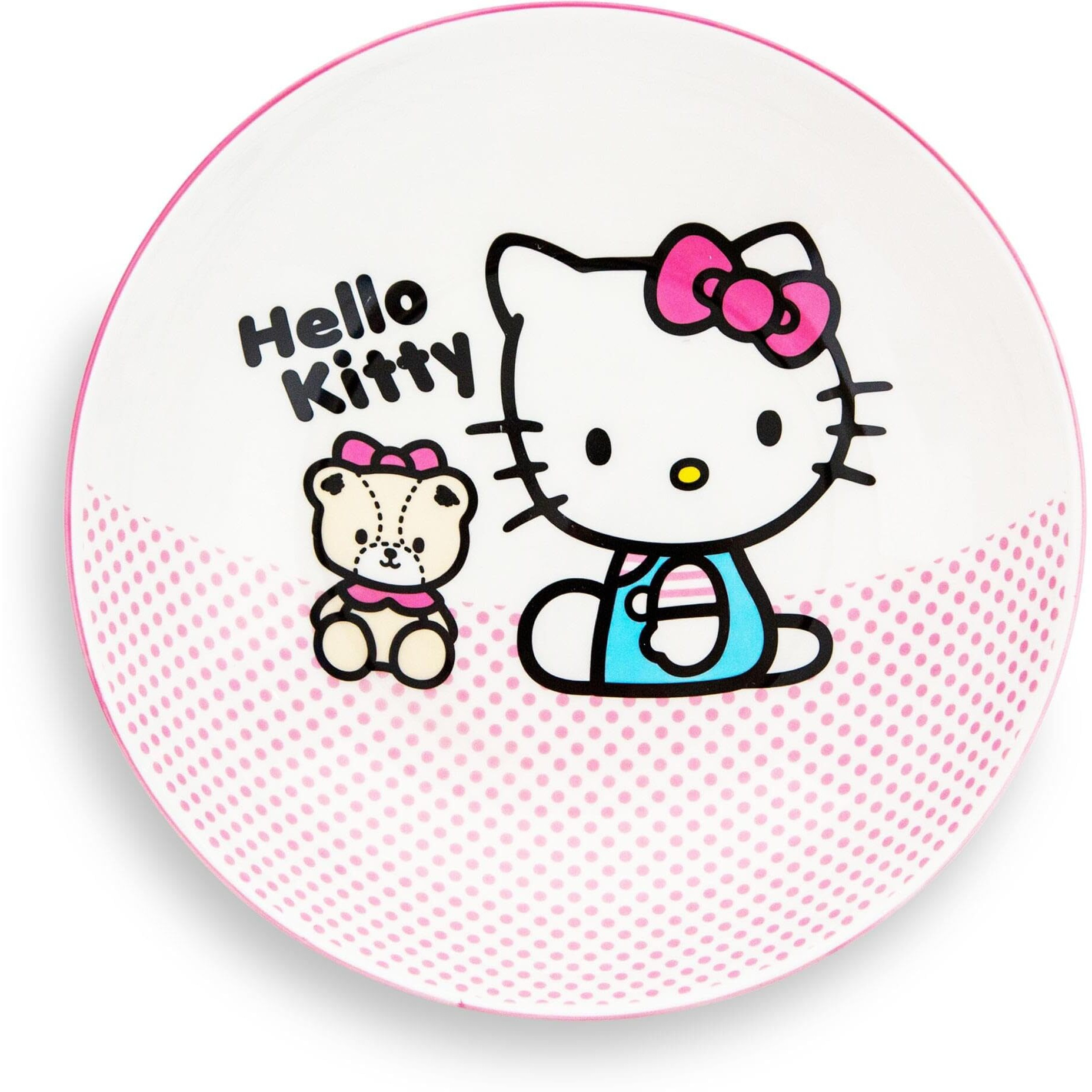 Sanrio Hello Kitty Pink Dots 9-Inch ceramic coupe Dinner Bowl