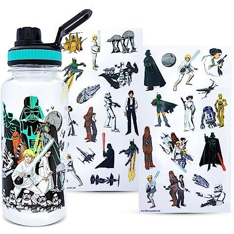 Star Wars Legacy group Twist Spout Water Bottle and Sticker Set  Hold 32 Ounces