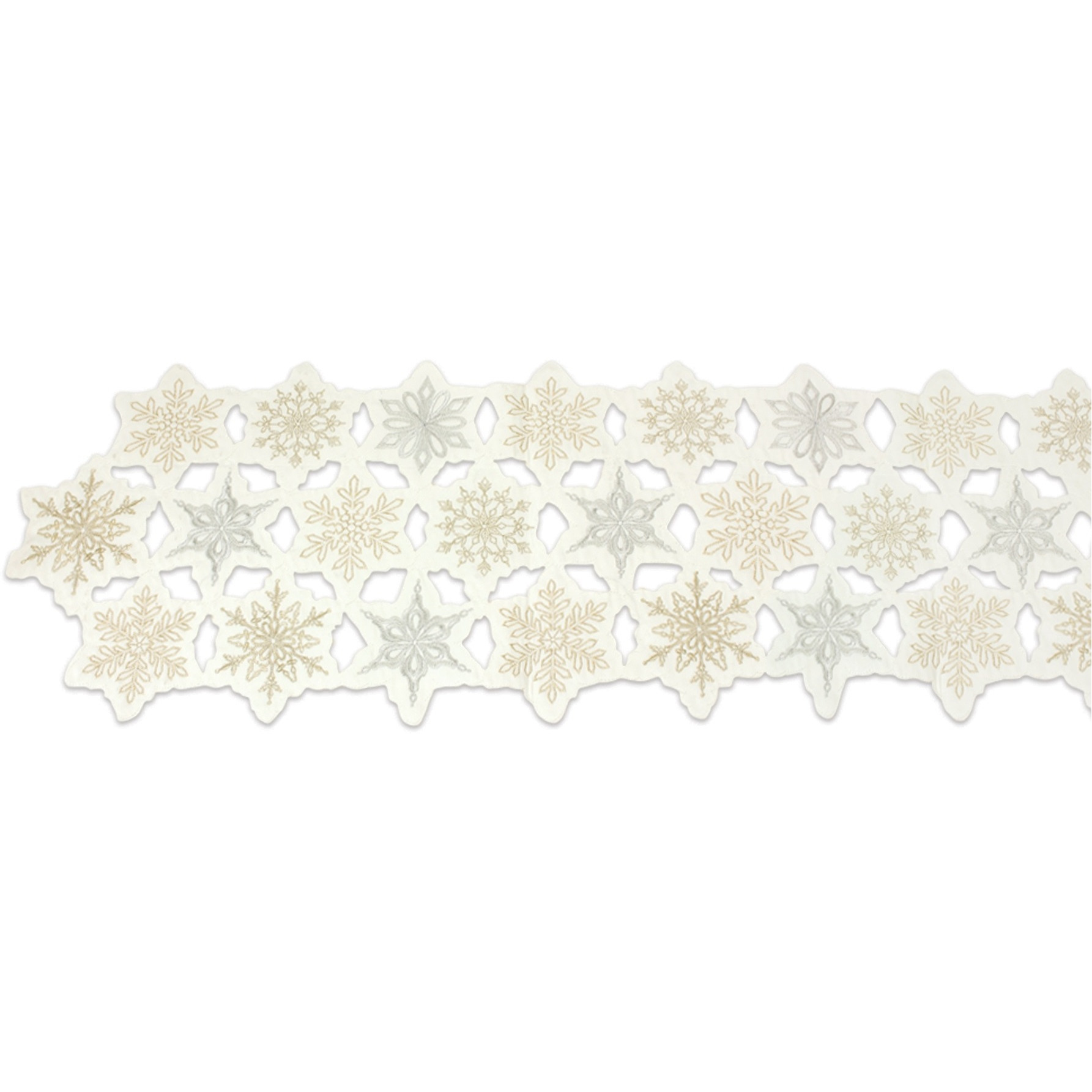 Embroidered Snowflake Table Runner 68&quotL
