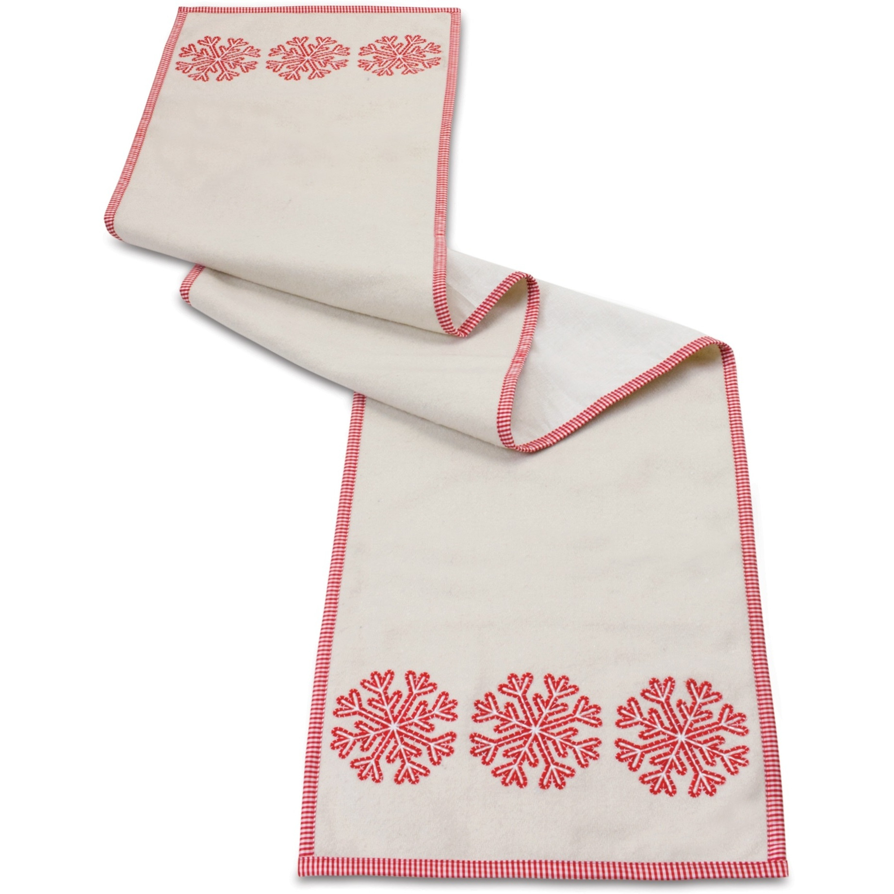 Embroidered Snowflake Table Runner 72&quotL