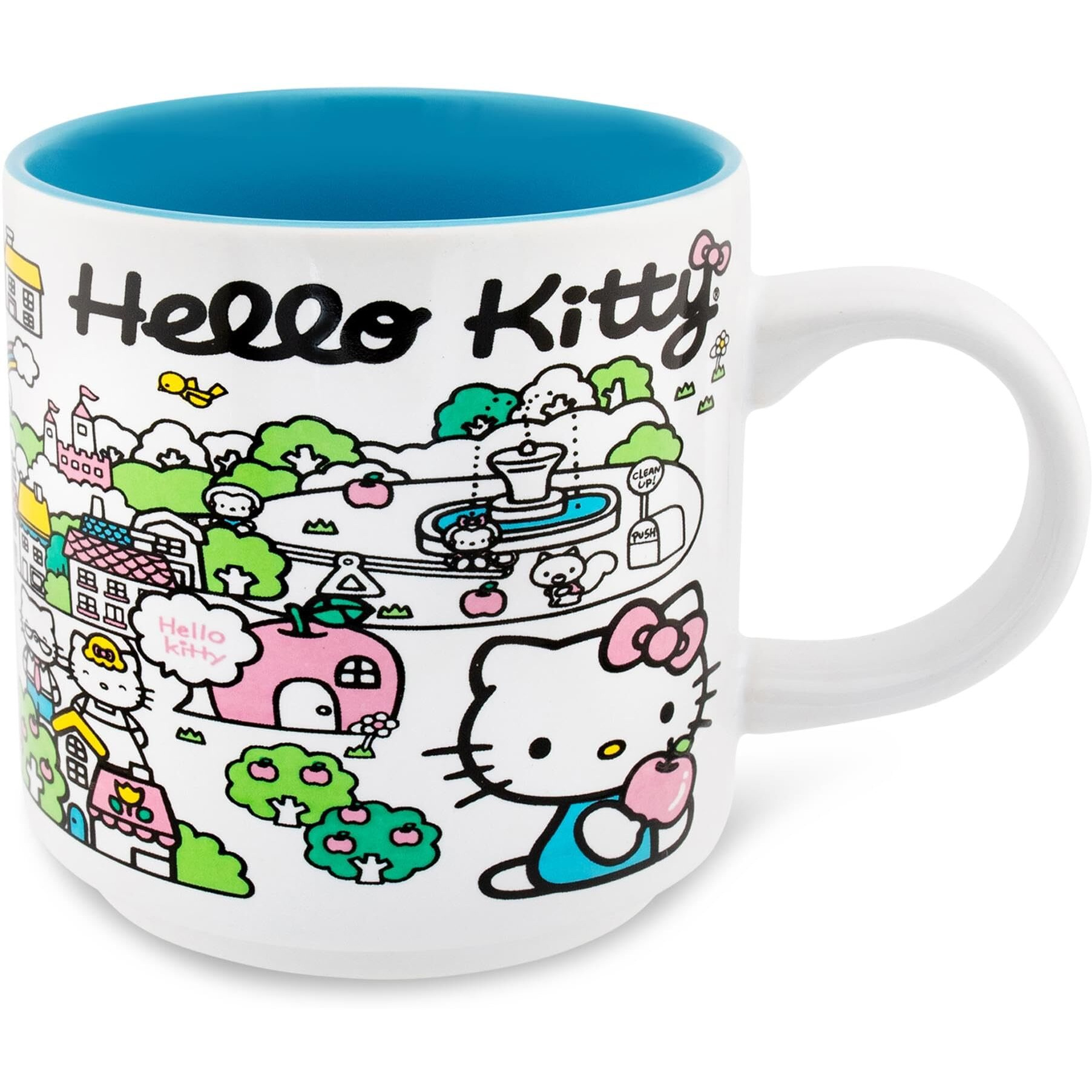 Sanrio Hello Kitty Pink Map ceramic Mug  Holds 13 Ounces