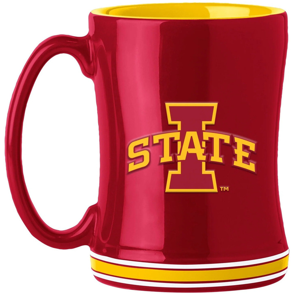 Iowa State Cyclones Coffee Mug 14oz Sculpted Relief Team Color