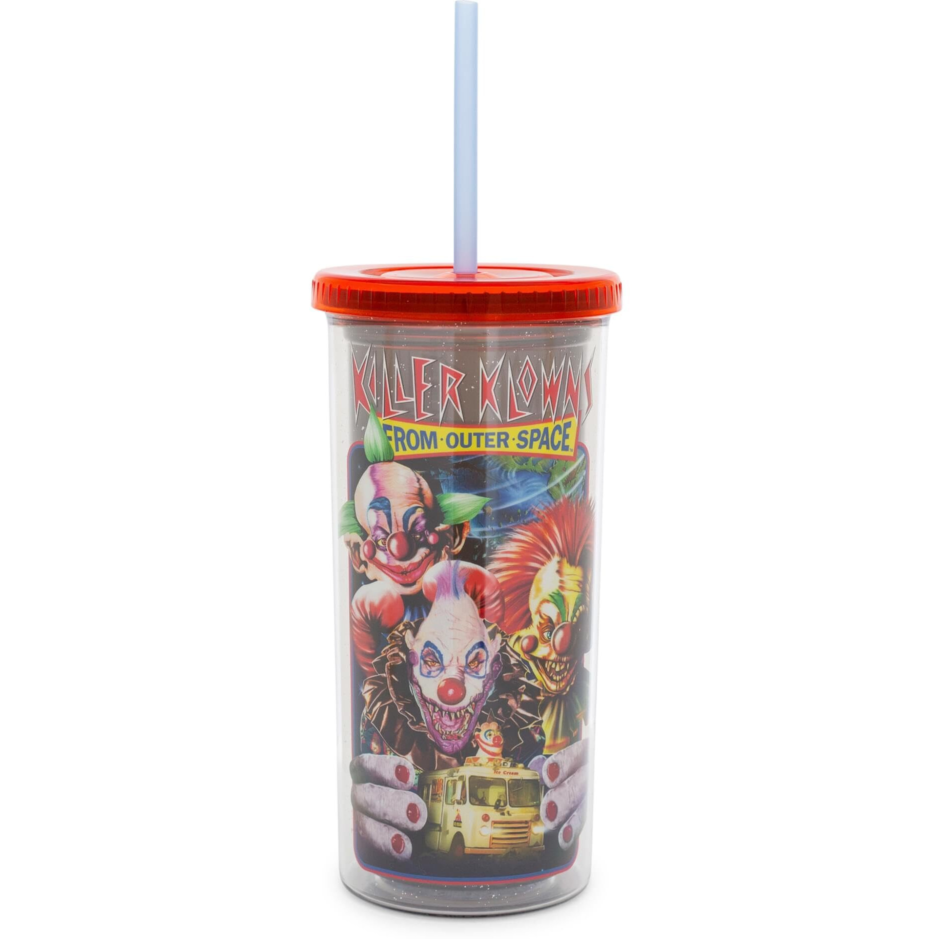 Killer Klowns From Outer Space carnival cup With Lid and Straw  Holds 20 Ounces