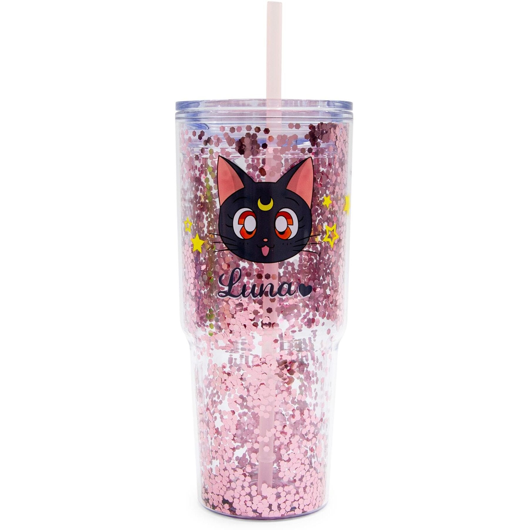 Sailor Moon Luna and Artemis glitter Tumbler With Lid and Straw  Hold 31 Ounces