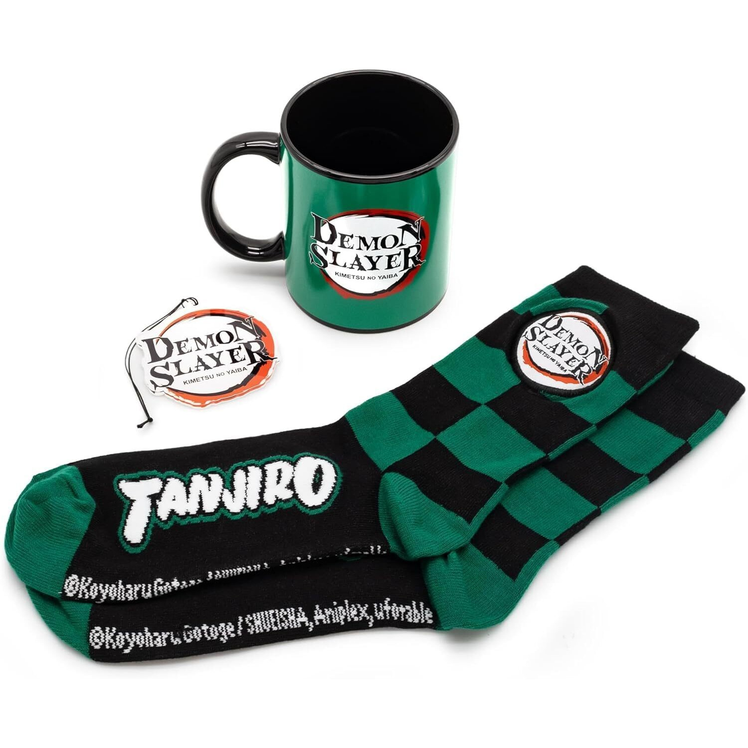 Demon Slayer Tanjiro Mug, Socks, and Ornament Bundle
