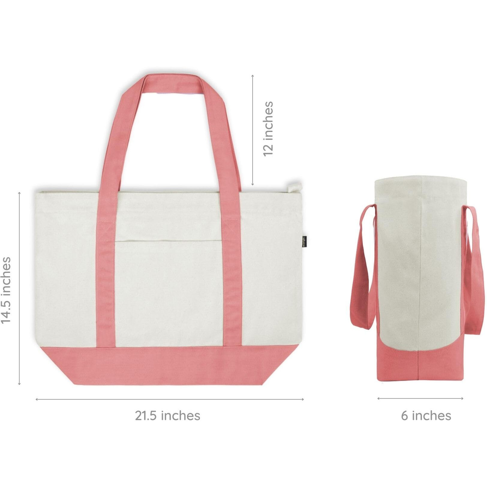 Ecoright Canvas Tote Bag for Women with Zip & Pocket, Large Tote Bags for Women, Tote Bags for Men, Shopping, Beach Tote Bag