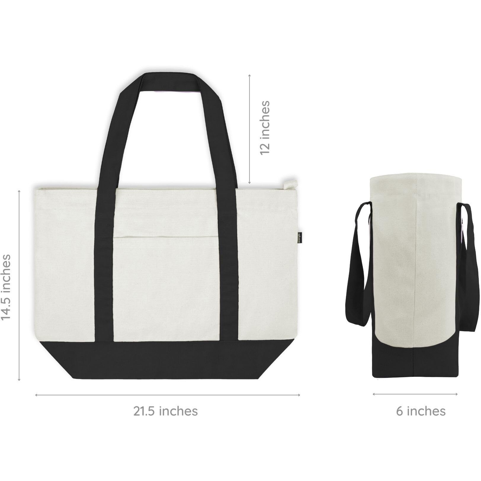 Ecoright Canvas Tote Bag for Women with Zip & Pocket, Large Tote Bags for Women, Tote Bags for Men, Shopping, Beach Tote Bag