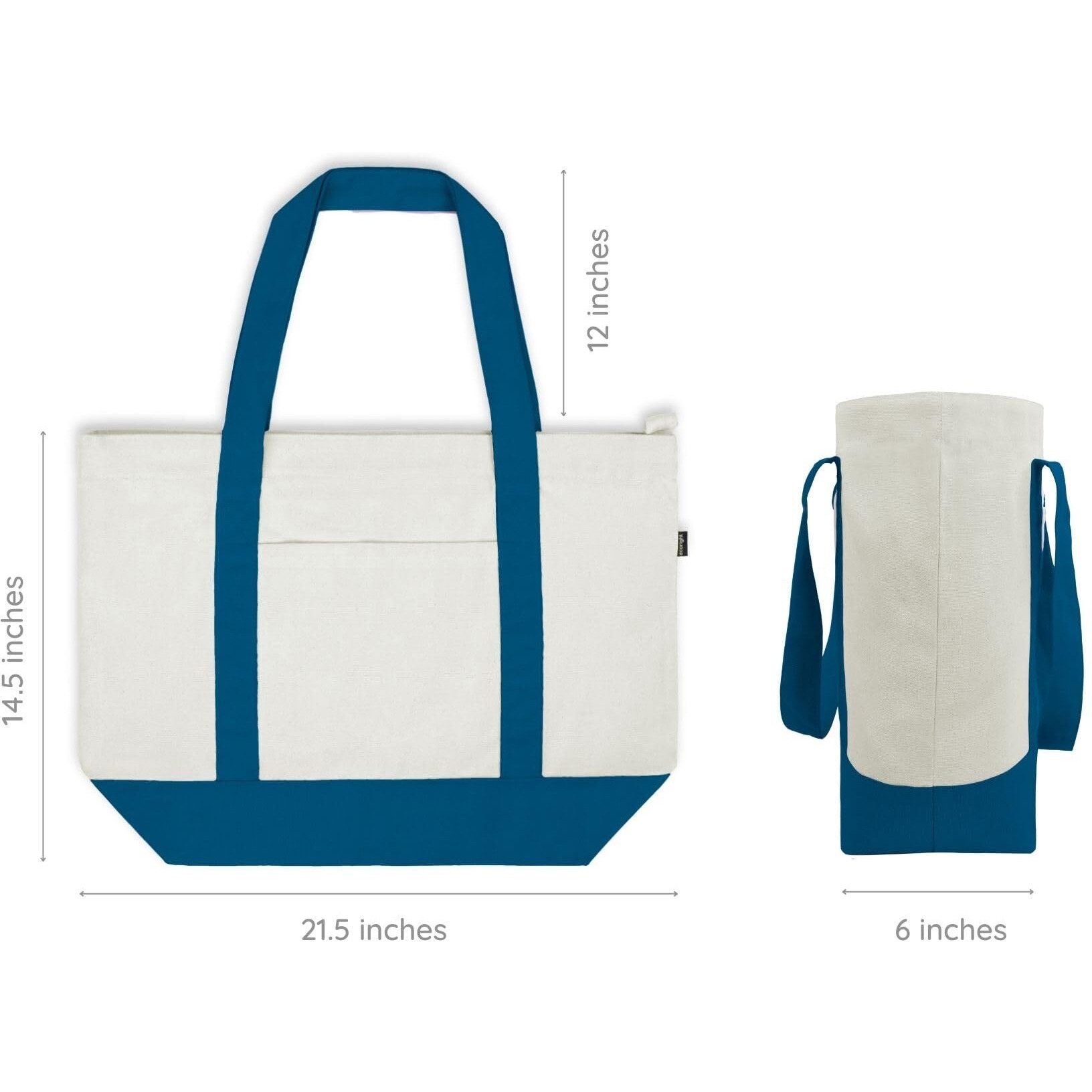 Ecoright Canvas Tote Bag for Women with Zip & Pocket, Large Tote Bags for Women, Tote Bags for Men, Shopping, Beach Tote Bag