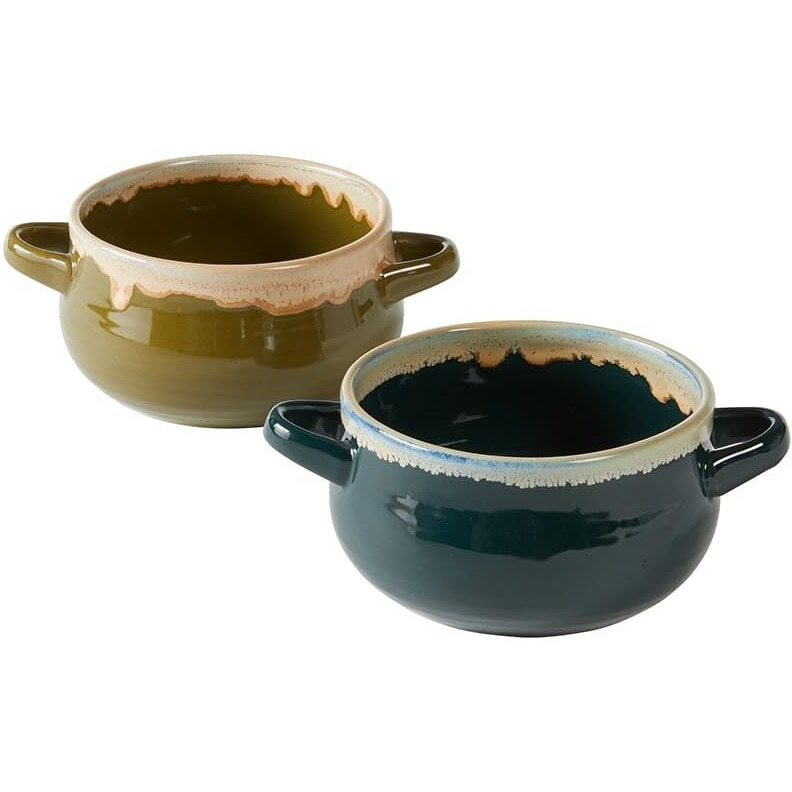 Sets of 2 Soup Bowls - Blue/Green